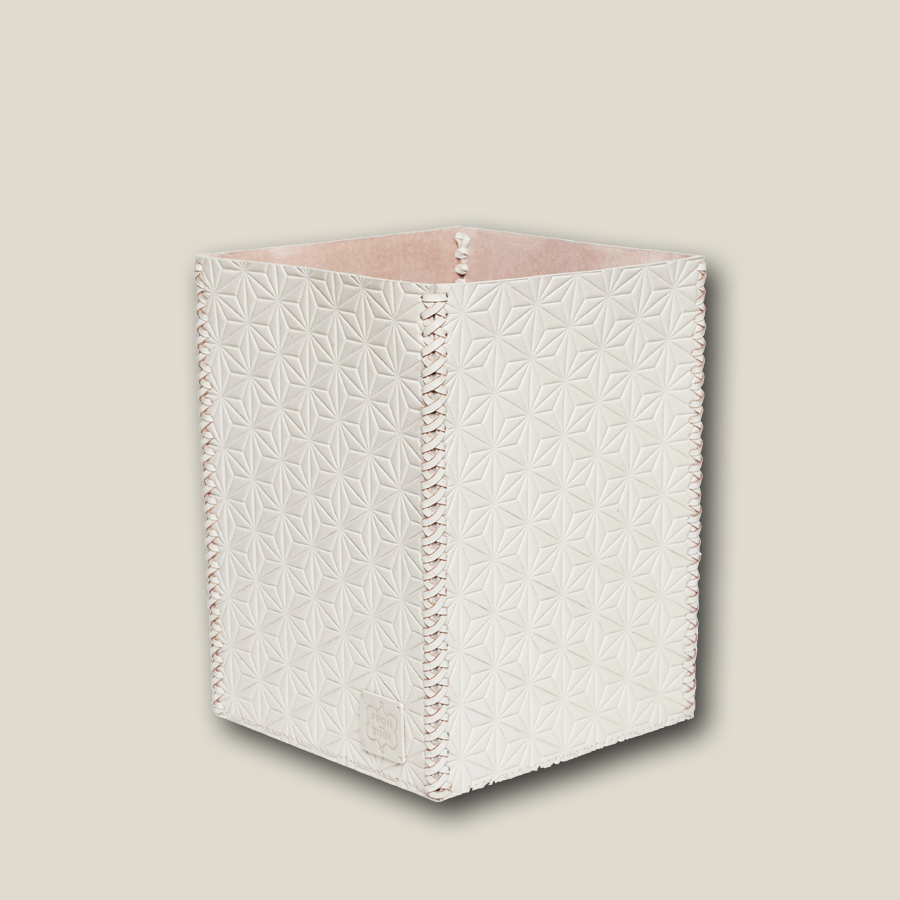 Paper bin LIFESTYLE embossed leather - foggy