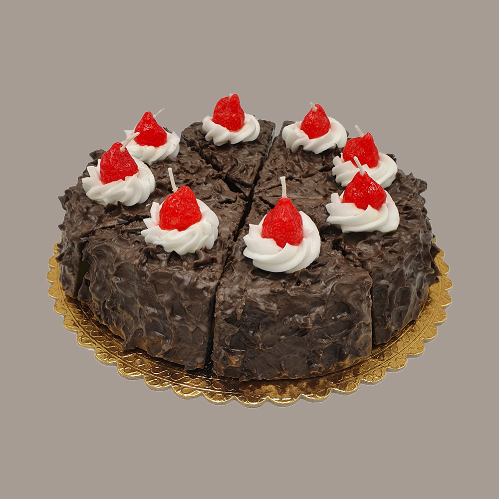 Candle cake piece - black forest cake