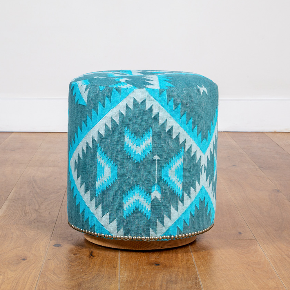 Stoffhocker George Smith x Navajo - Soho Baby one button drum turquoise