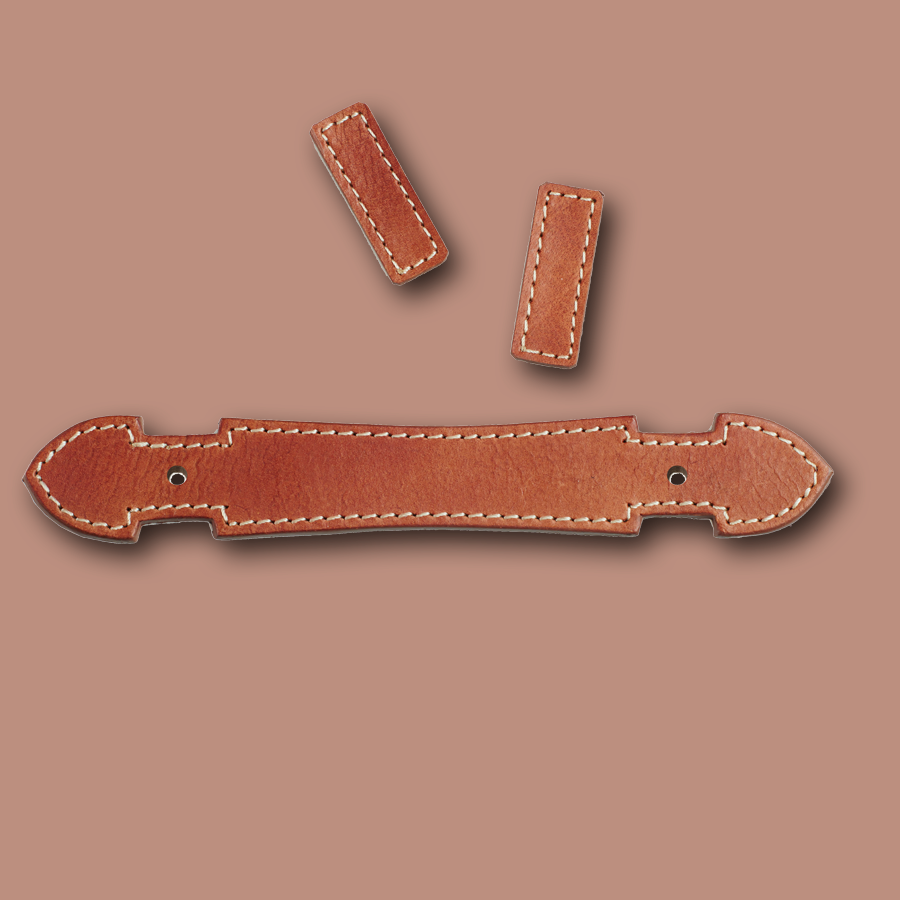Handgemachter Möbel Griff aus Leder in cognac