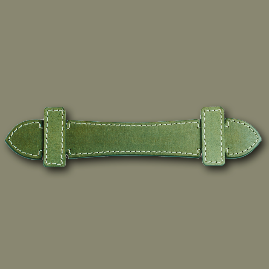 Handgemachter Möbel Griff aus Leder in olive