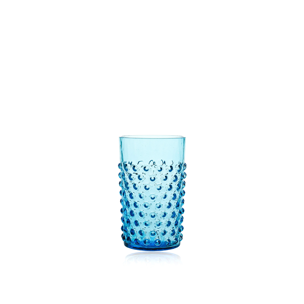 Handgefertigtes Kristallglas-Set in blau