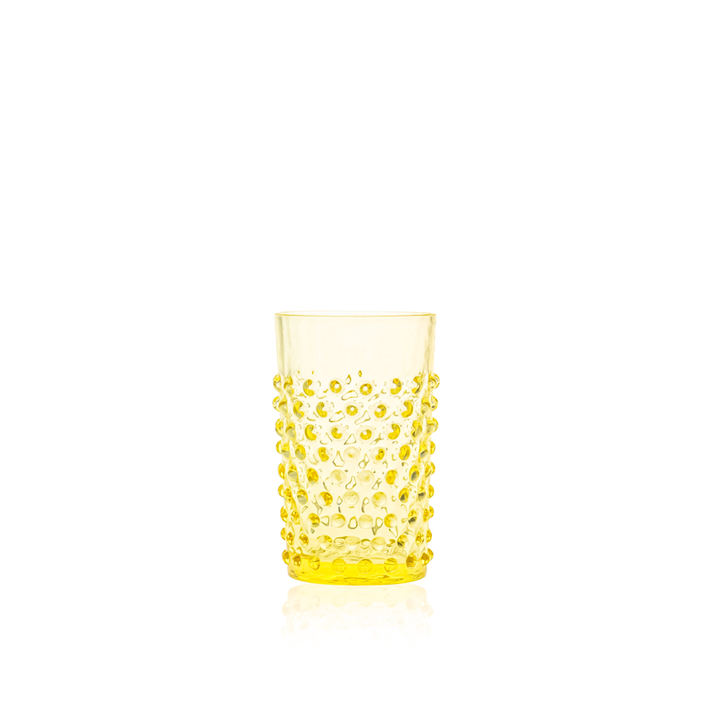 Handgefertigtes Kristallglas-Set in neon gelb