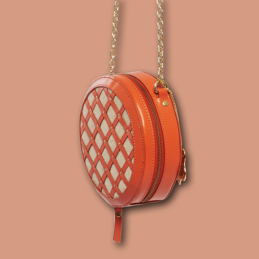 Handgemachte Crossbody-Tasche &#39;Jacy&#39; in orange aus Büffelleder