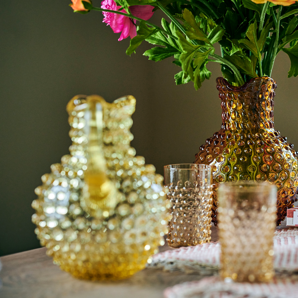 Crystal jug HOBNAIL - yellow