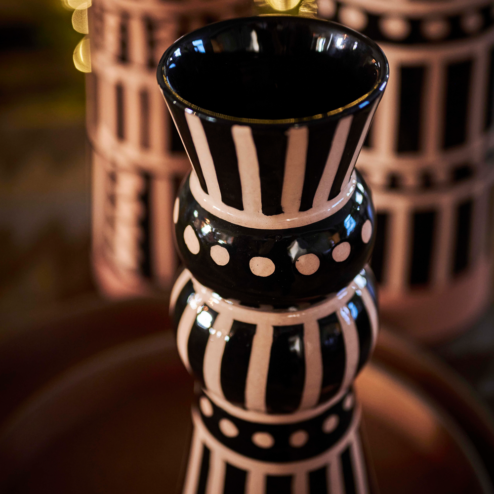 Kabba Vase - beige &amp; black