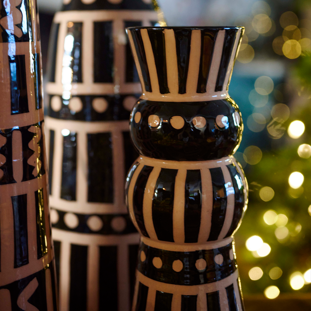 Kabba Vase - beige &amp; black