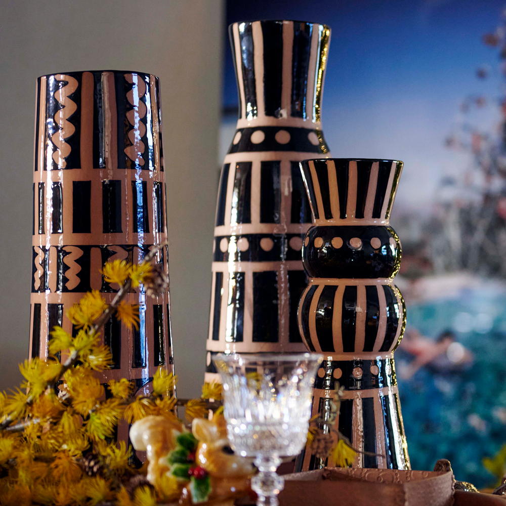 Kabba Vase - beige & black