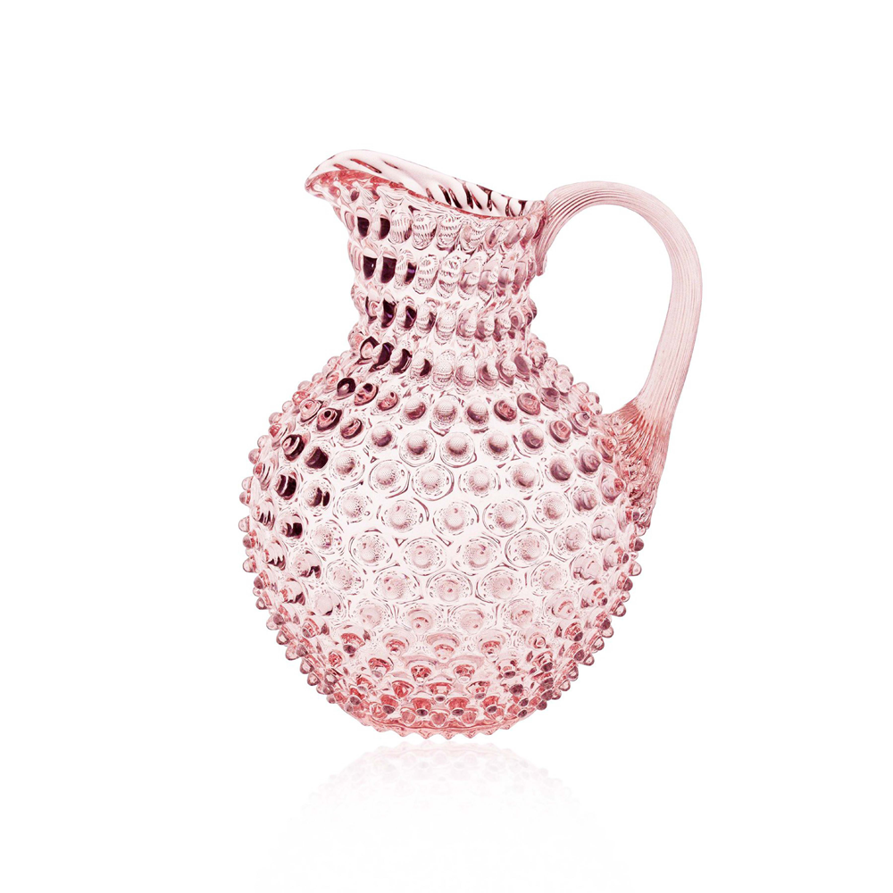 Handgefertigte Kristallglas-Karaffe in rosa