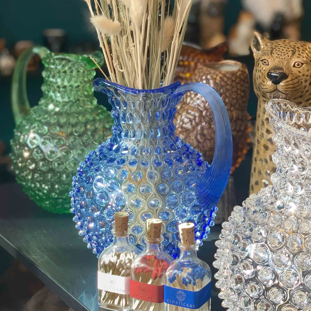 Krug HOBNAIL aus Glas - light blue