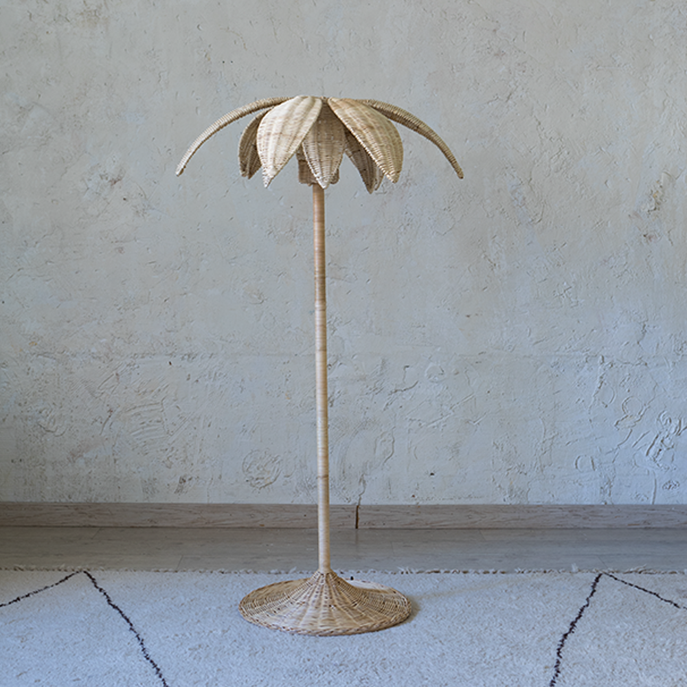 Rattan floor lamp palm