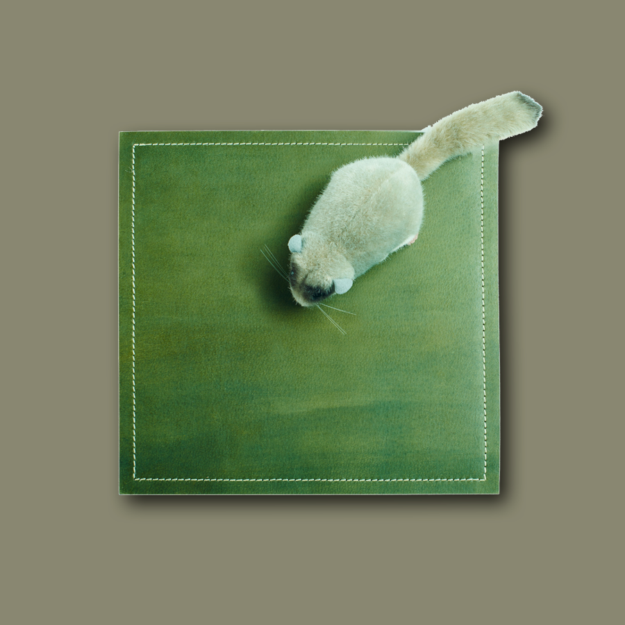 Mausmatte oder Mouse Pad aus Leder in olive