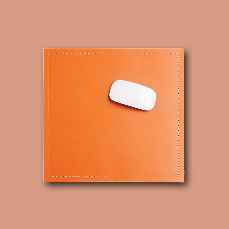 Mausmatte oder Mouse Pad aus Leder in orange