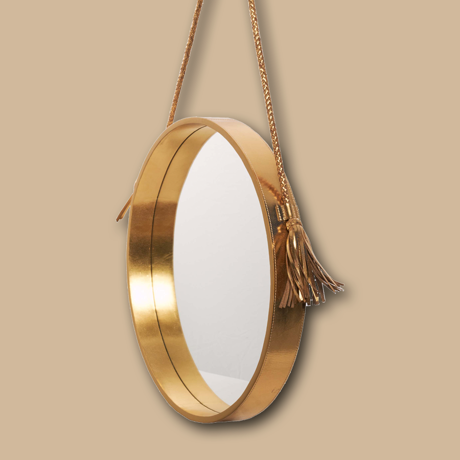 Goldener runder Spiegel zum Aufhängen