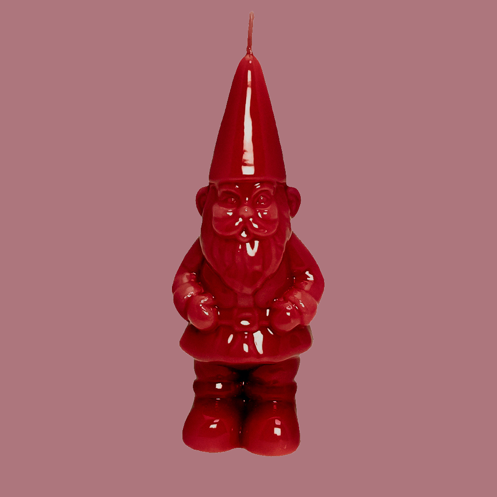 Candle garden gnome NANETTO - bordeaux red
