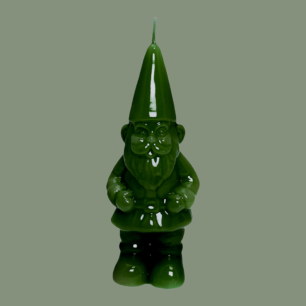 Candle garden gnome NANETTO - olive green