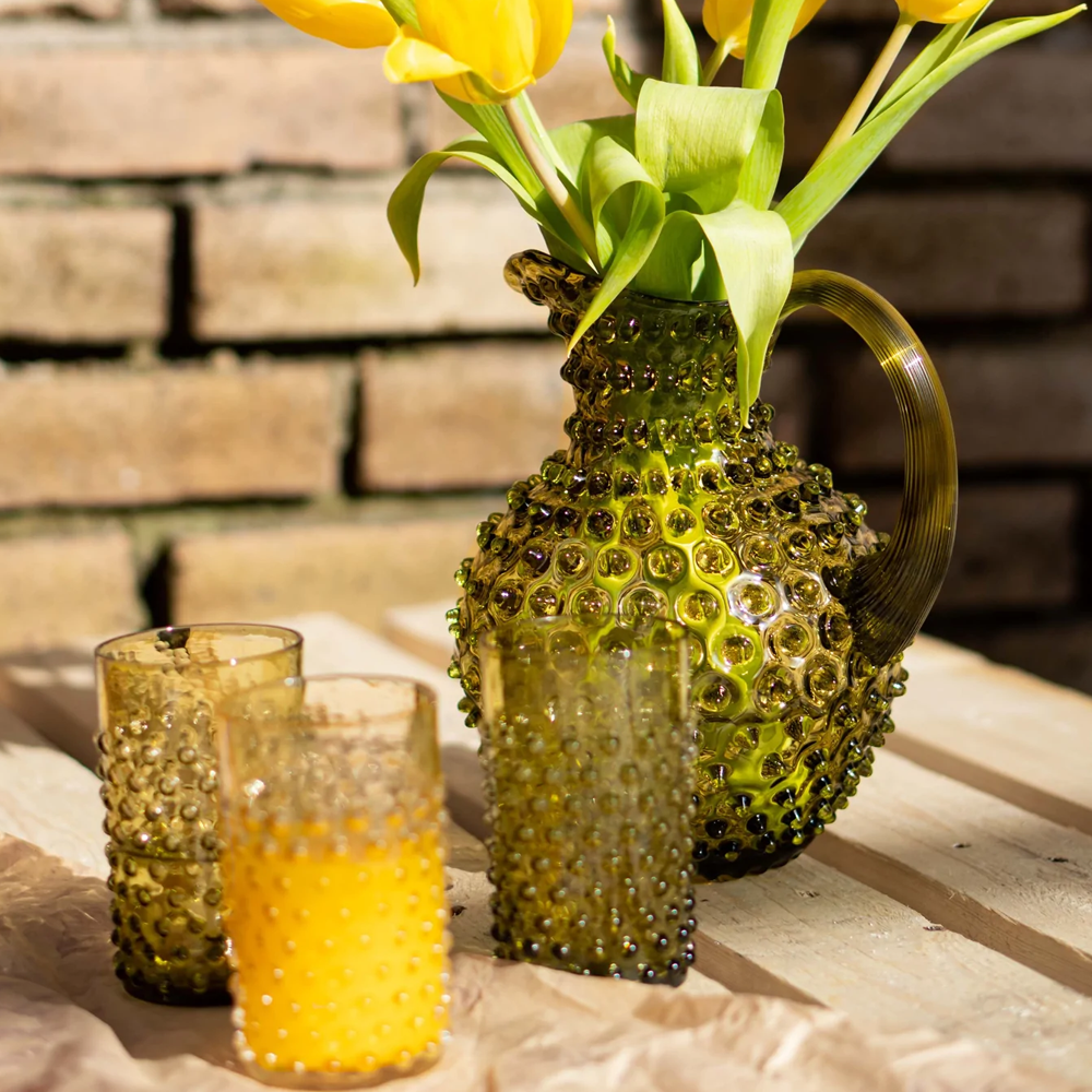 Krug HOBNAIL aus Glas - bonsai grün