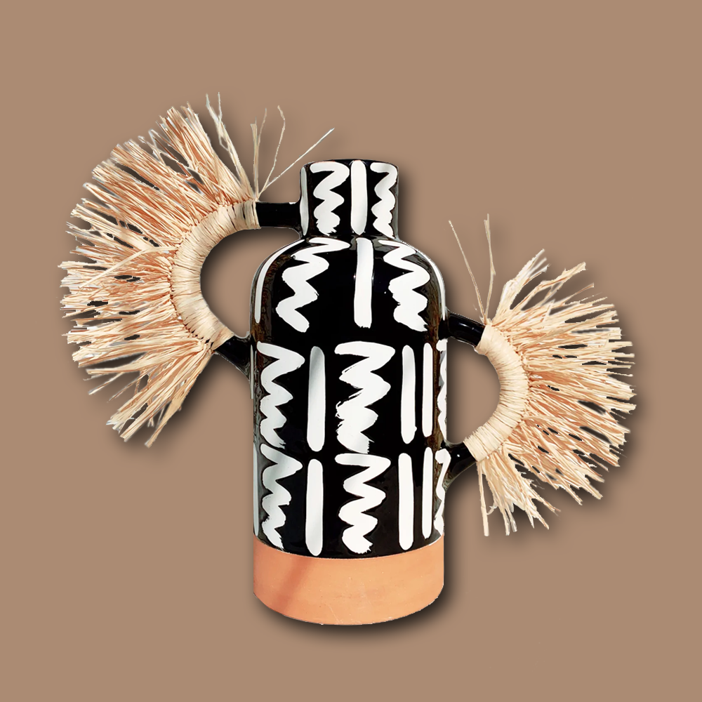 Oman Vase Ziggy - black &amp; white
