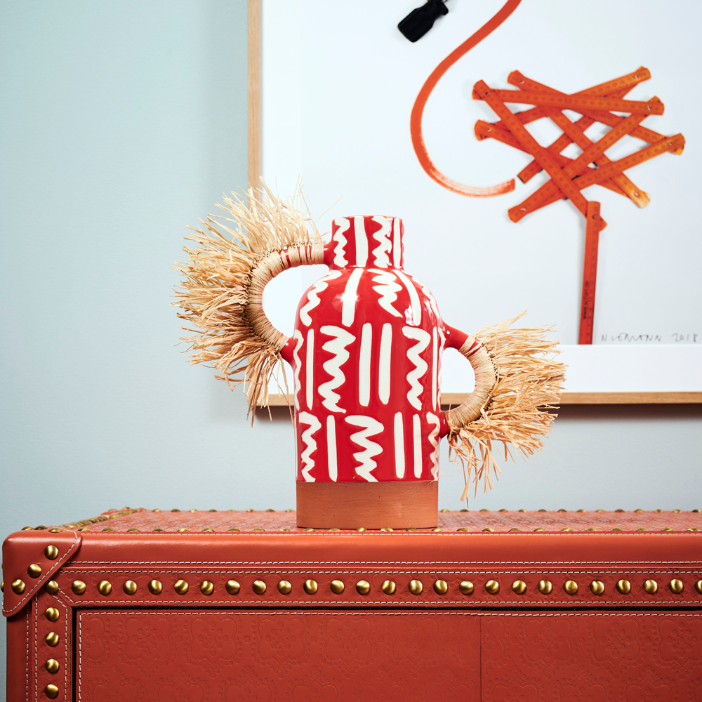 Oman Vase Ziggy - red &amp; white