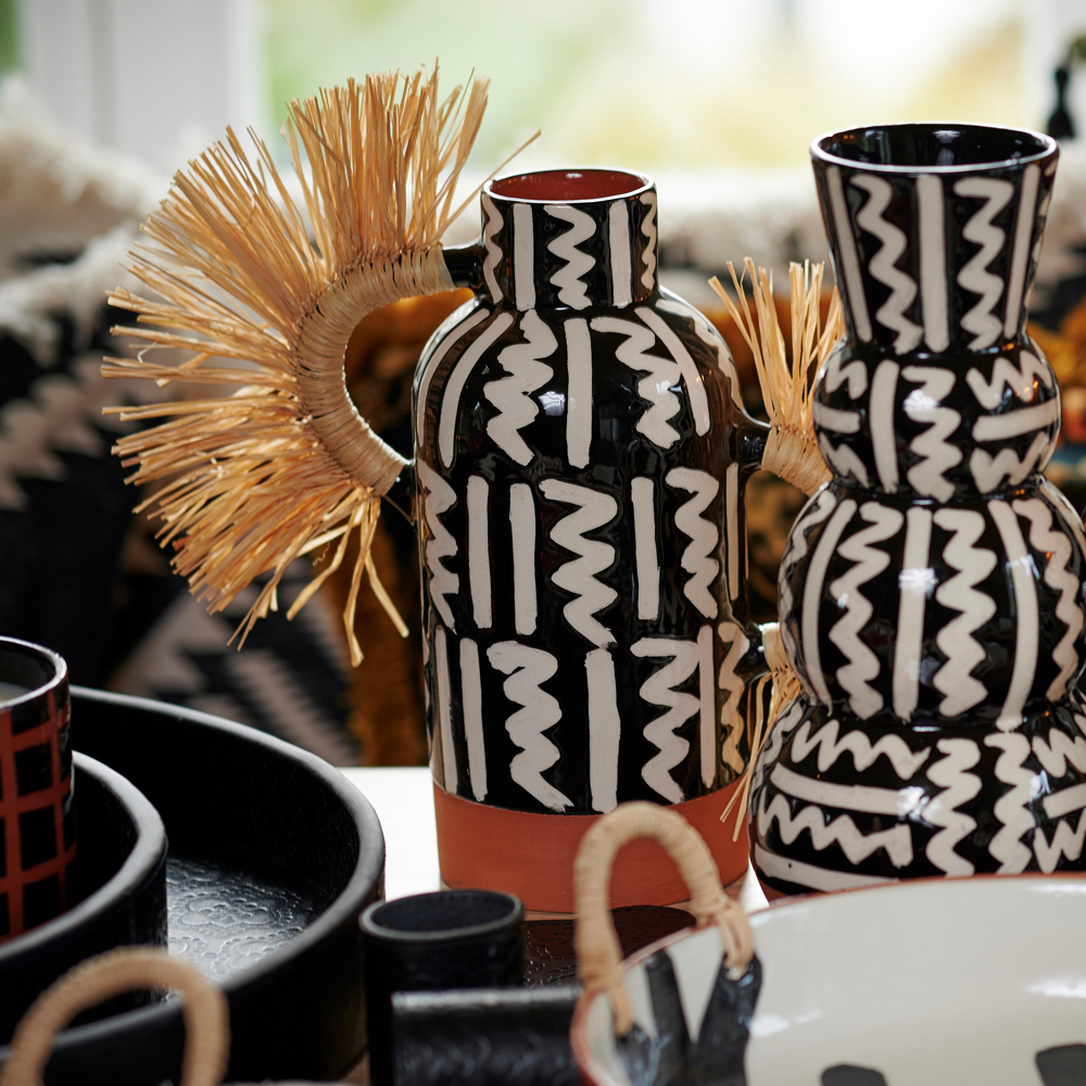 Oman Vase Ziggy - black &amp; white