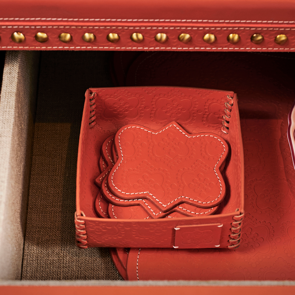 Accessory box ICON embossed leather - orange