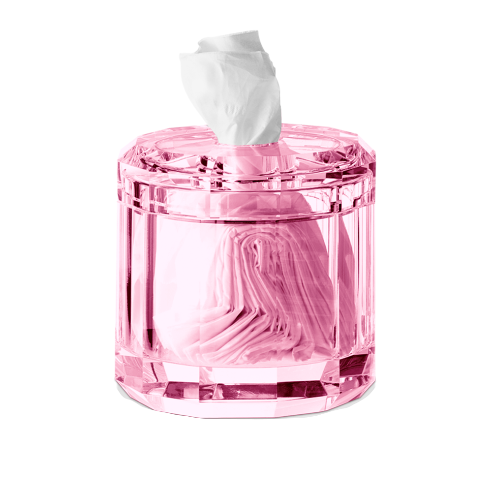 Crystal glass tissue box - pink