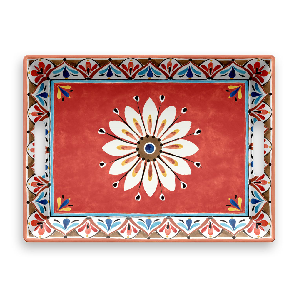 Melamine tray with handles - MADRID red