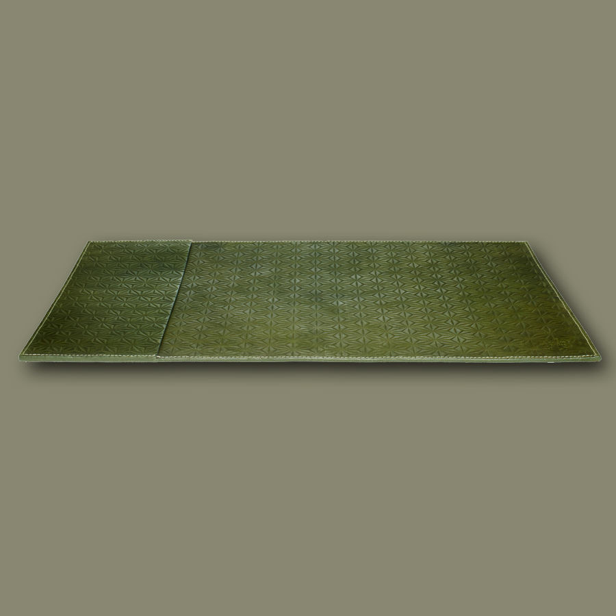 Schreibtischunterlage aus Leder in olive