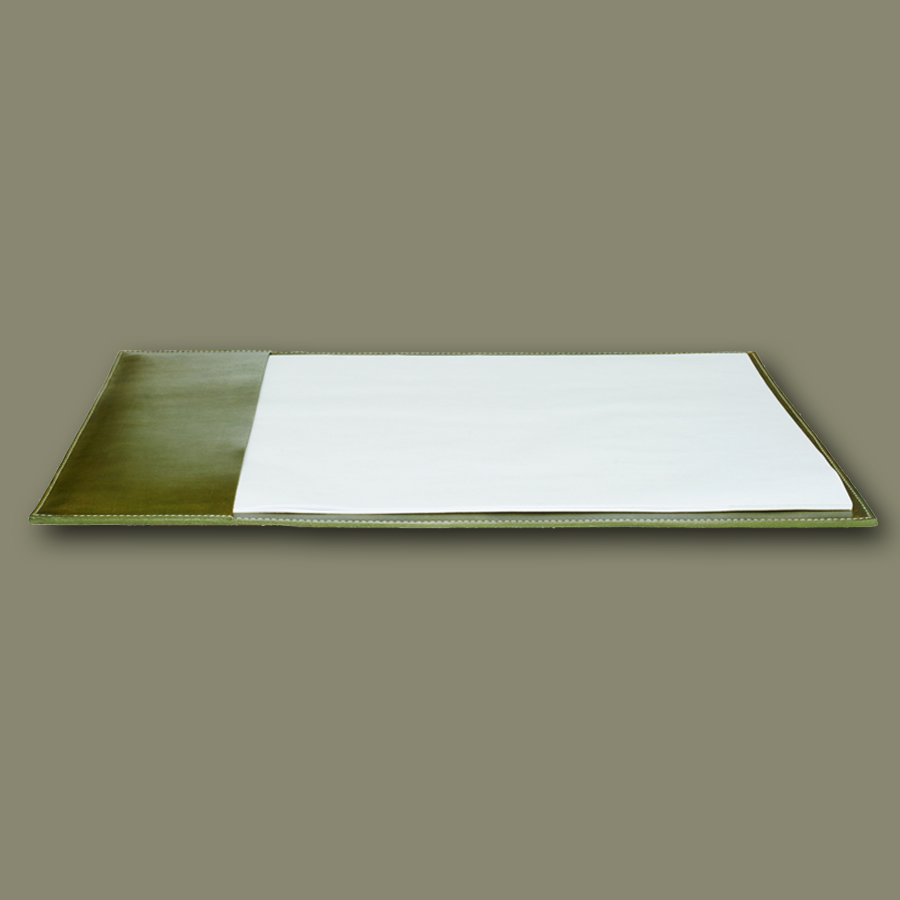 Schreibtischunterlage aus Leder in olive