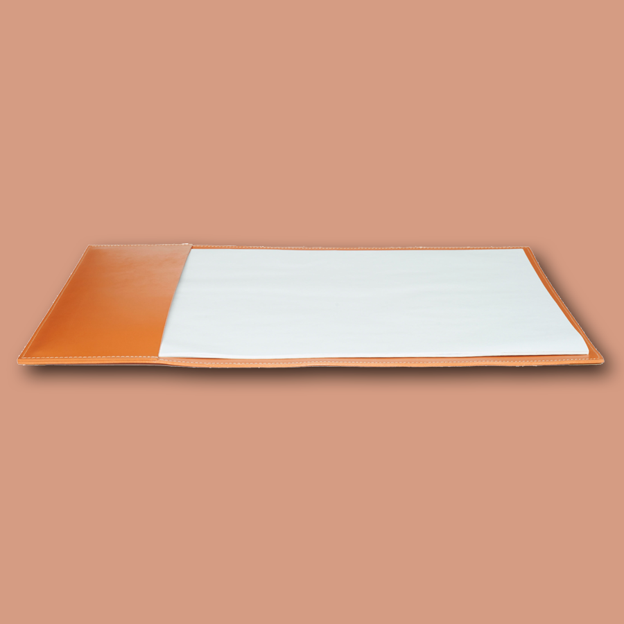 Schreibtischunterlage aus Leder in orange