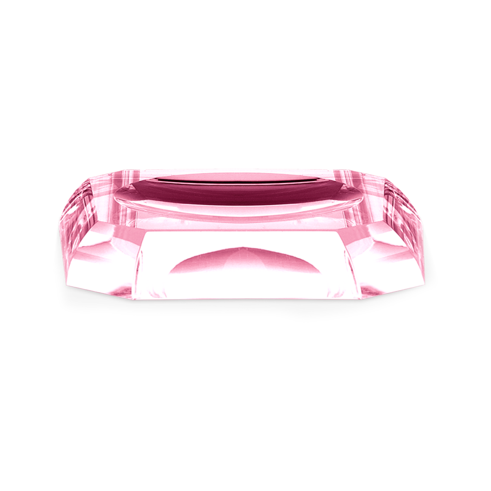 Crystal glass soap dish - pink