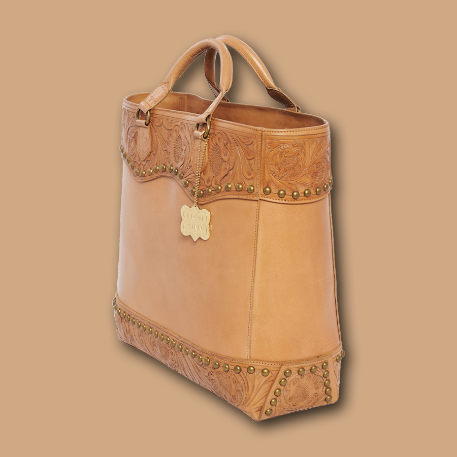 Handgemachte Handtasche &#39;Shania&#39; in camel aus Büffelleder