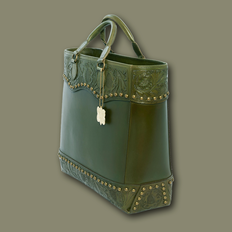 Handgemachte Handtasche &#39;Shania&#39; in olive aus Büffelleder