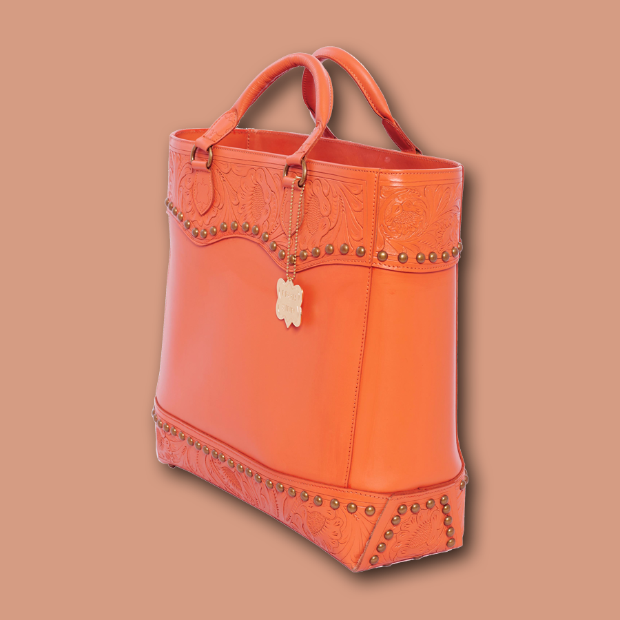 Handgemachte Handtasche &#39;Shania&#39; in orange aus Büffelleder