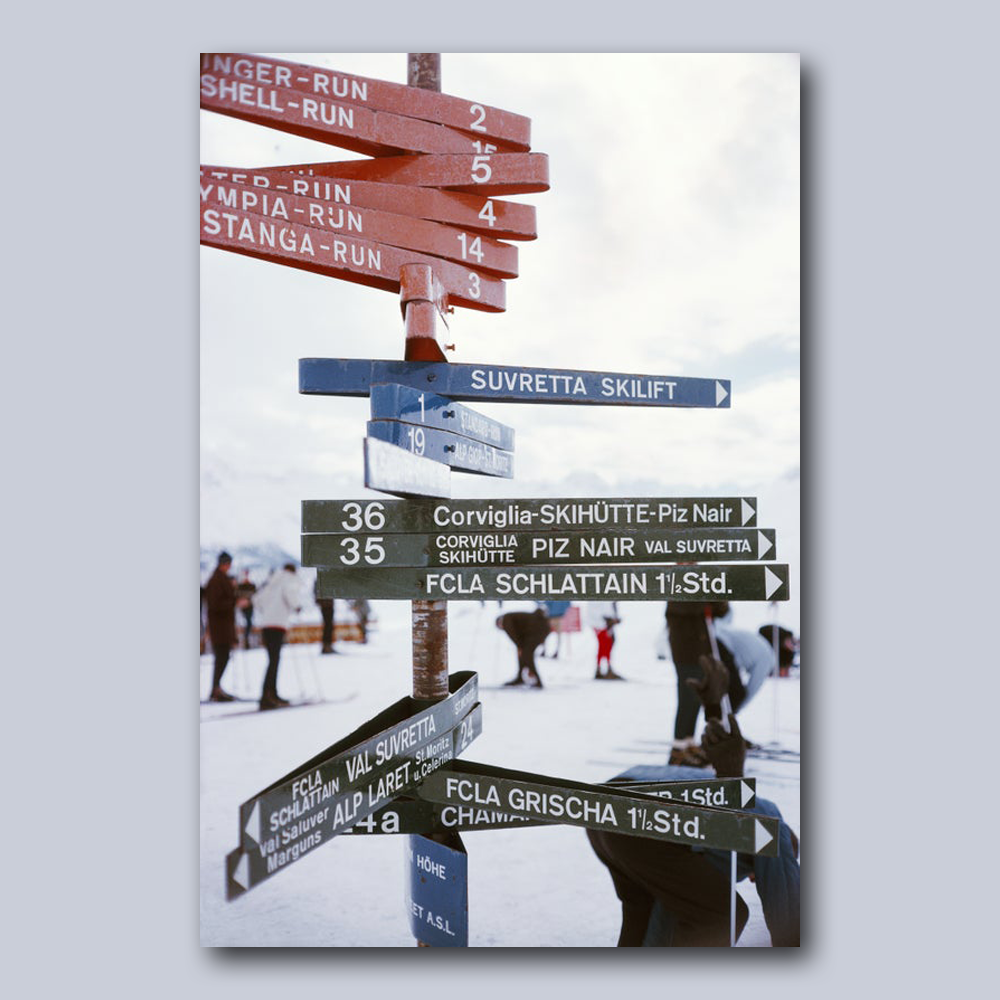 Slim Aarons - Signpost in St. Moritz