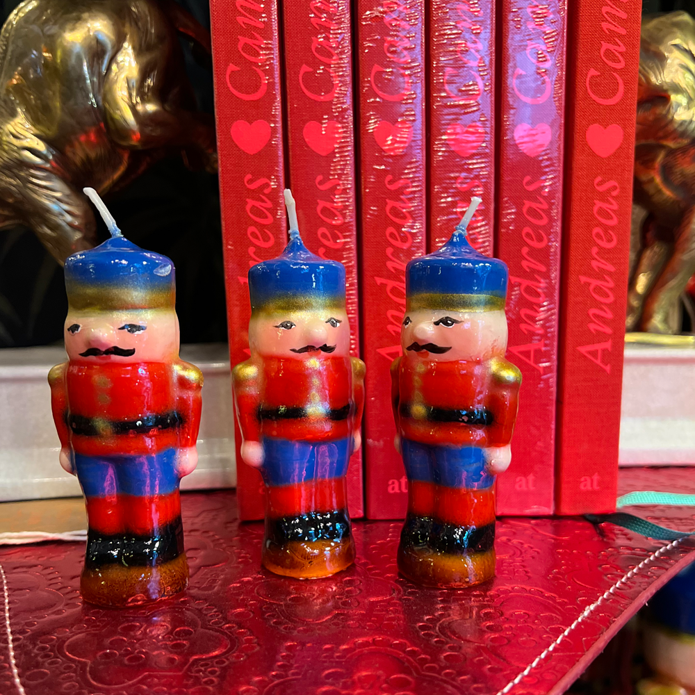 Weihnachtskerze - Nussknacker, piccolo, blau