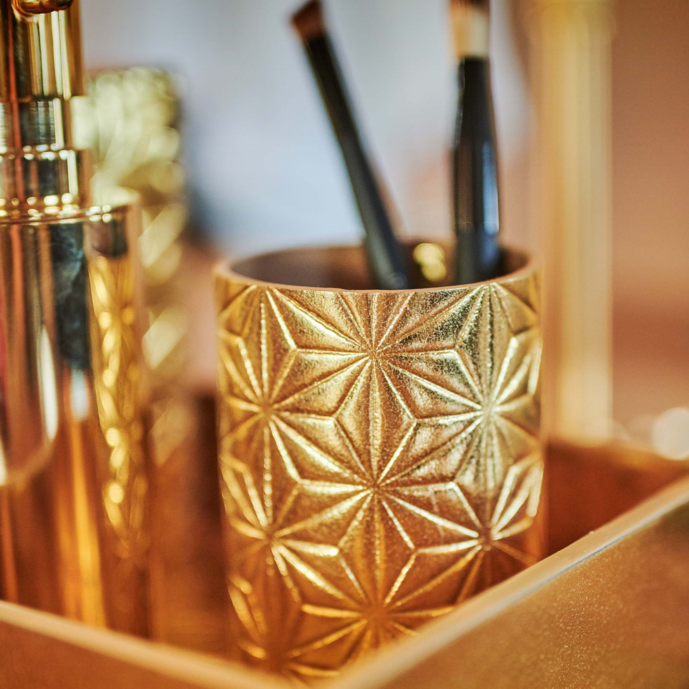 Stiftehalter OFFICE aus Leder geprägt - gold