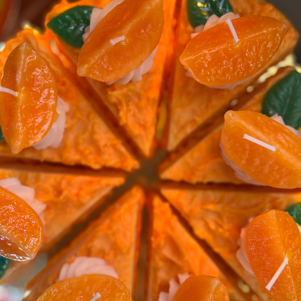 Candle cake piece - orange cake