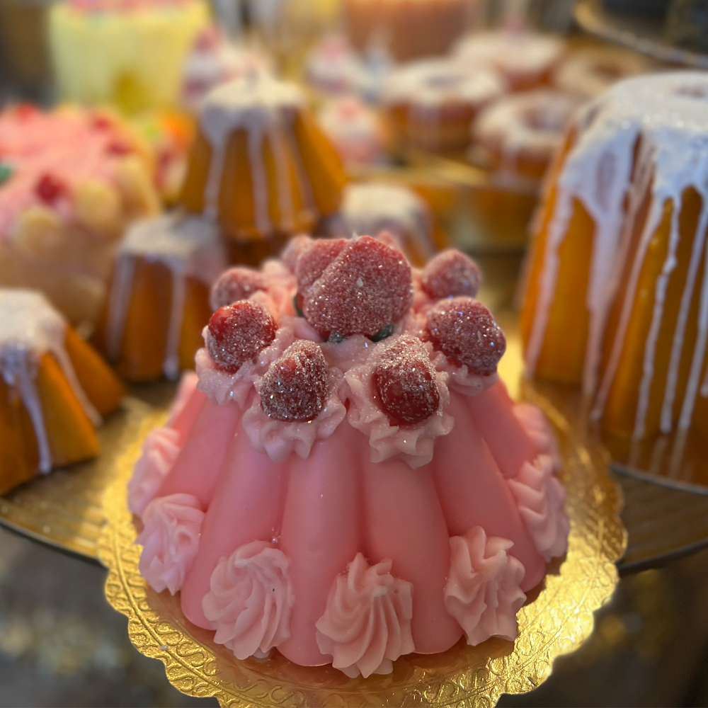Kerze Torte - Rosa Pudding