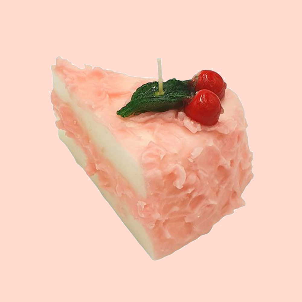 Kerze Tortenstück - Kirschtorte