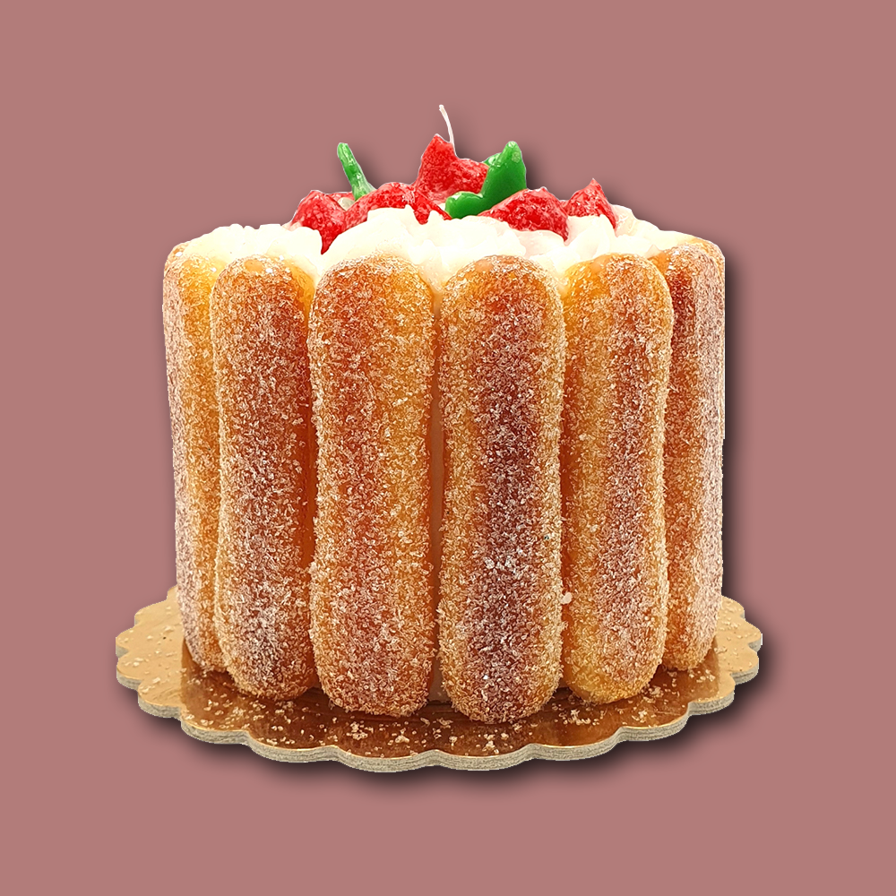 Kerze Torte - Erdbeer-Baiser