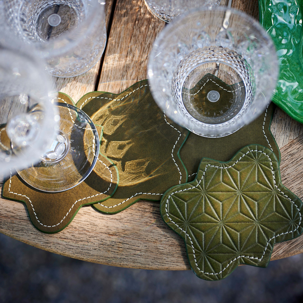 Untersetzer LIFESTYLE aus Leder glatt - olive