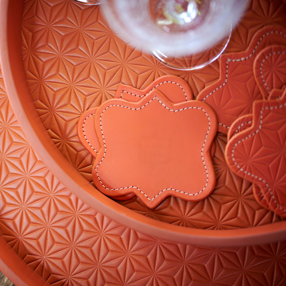 Untersetzer LIFESTYLE aus Leder glatt - orange