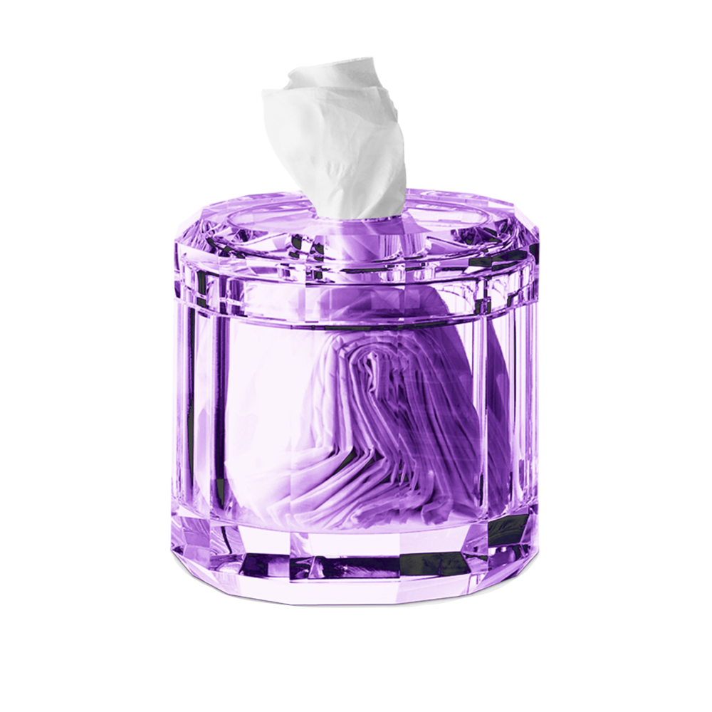 Crystal glass tissue box purple