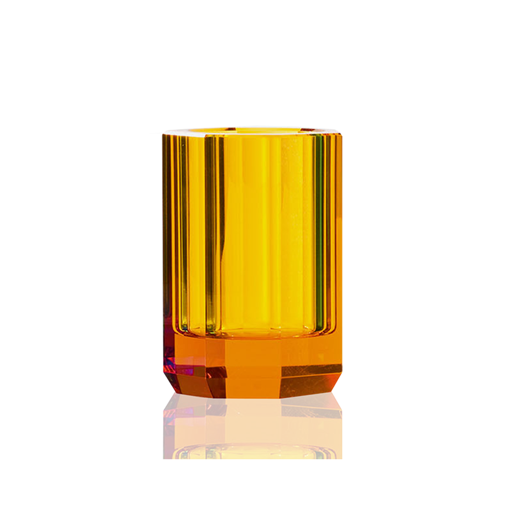Crystal glass toothbrush tumbler - amber