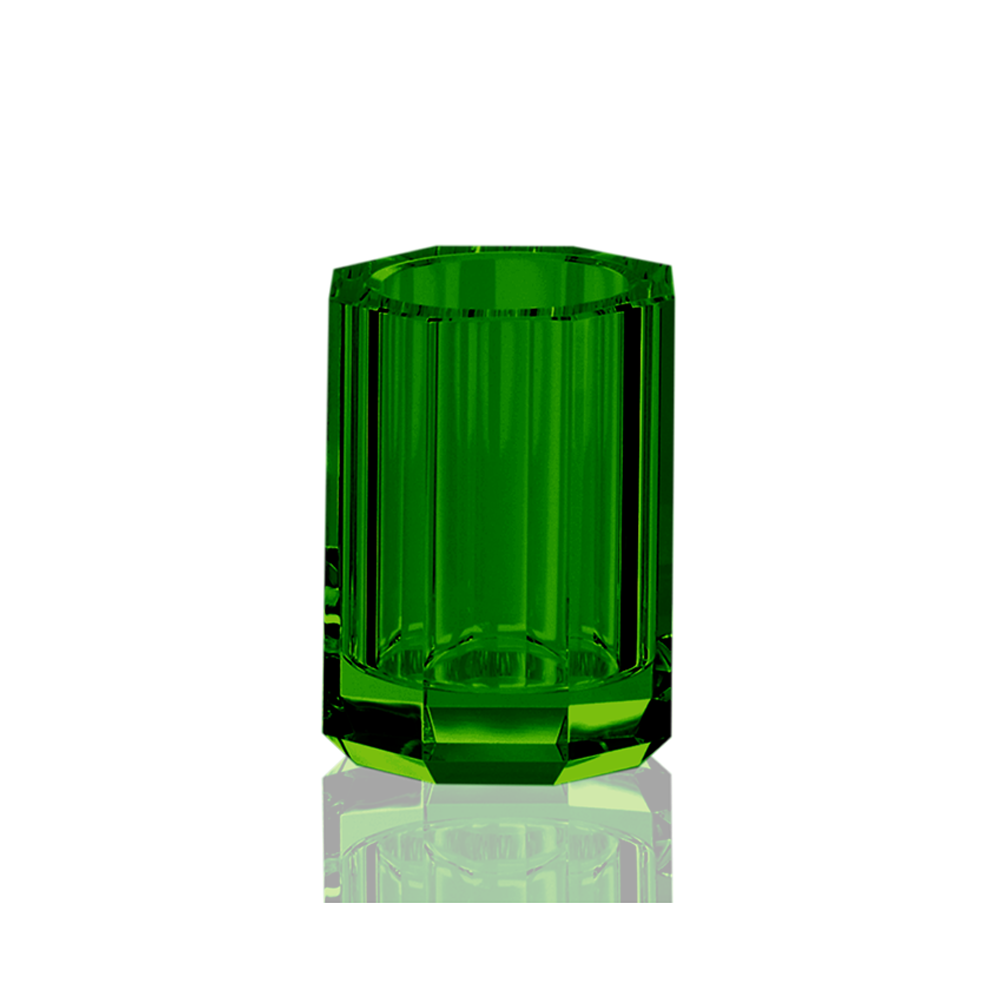 Zahnbürstenbecher aus Kristallglas - grün