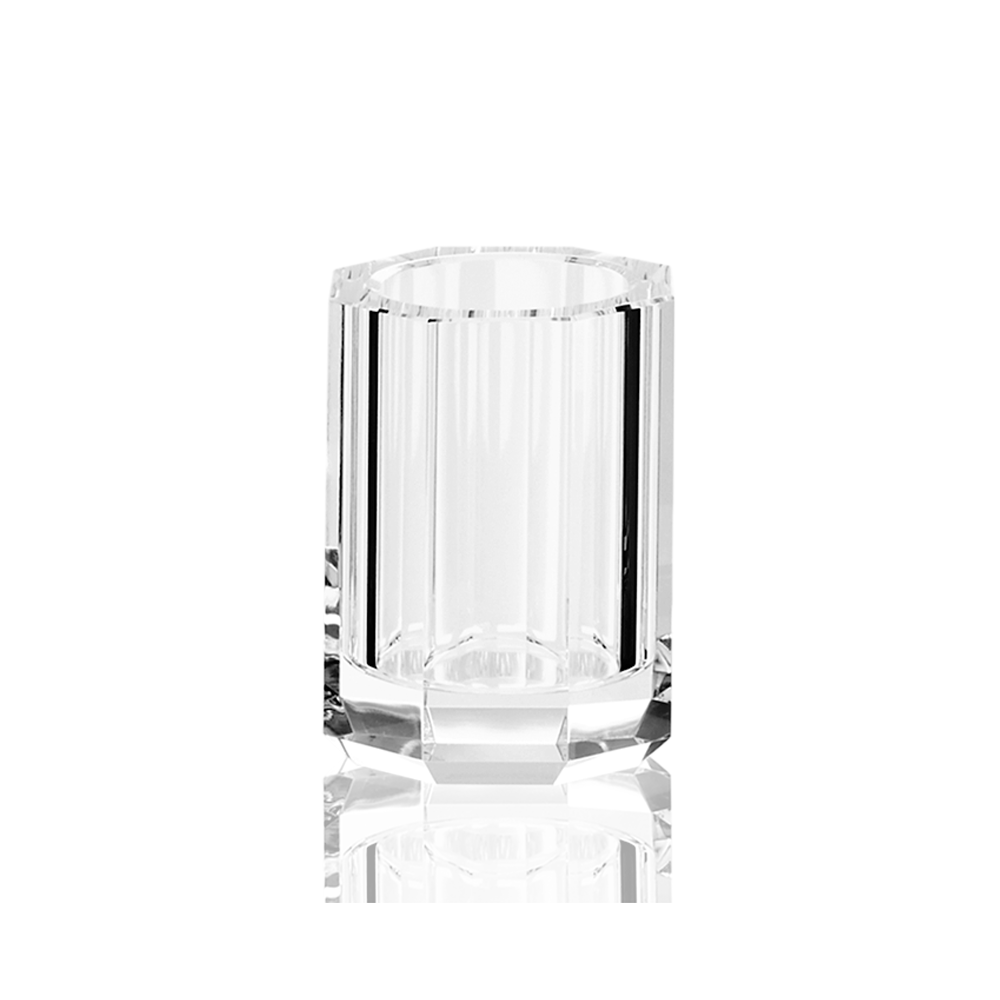 Crystal glass toothbrush tumbler - clear