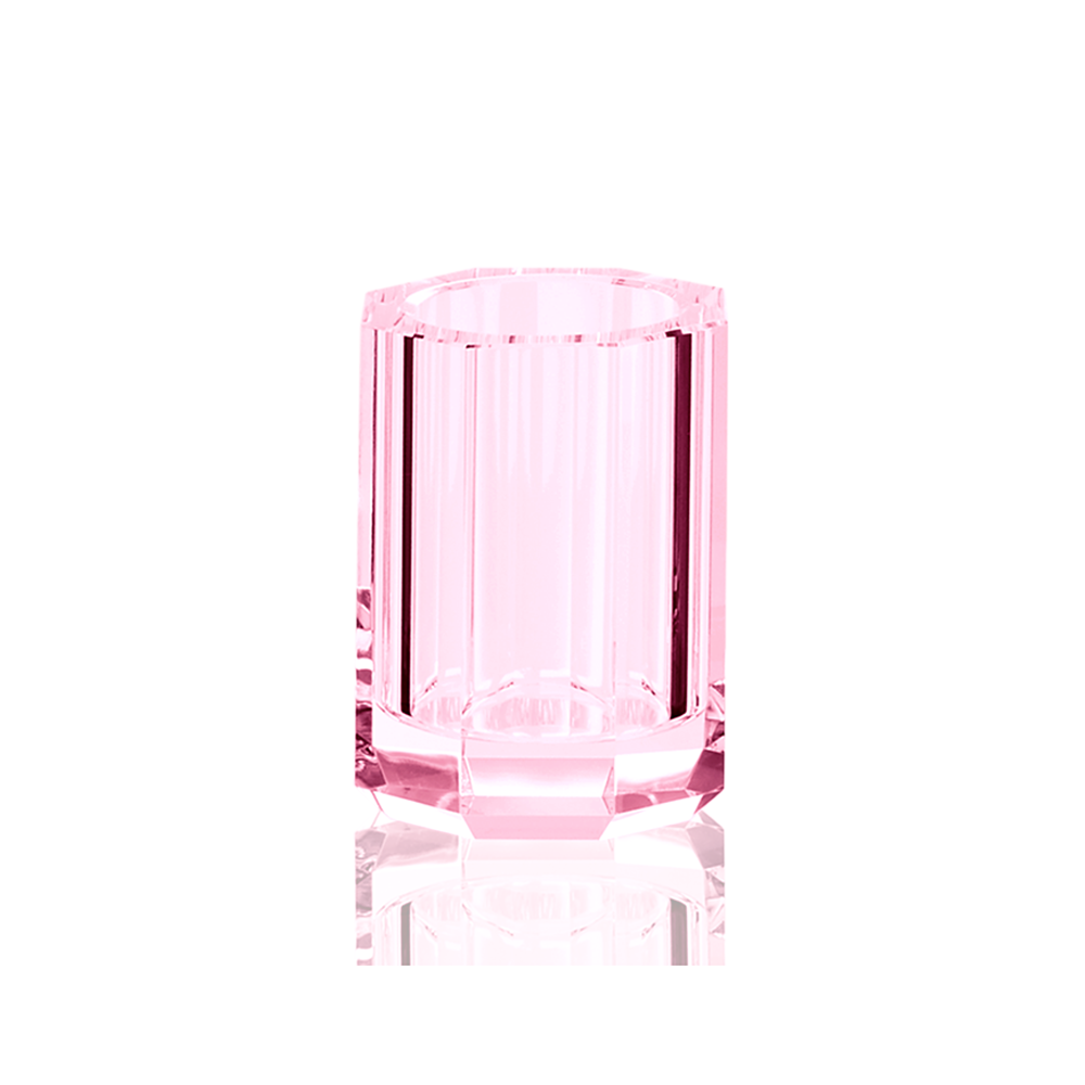 Crystal glass toothbrush tumbler - pink