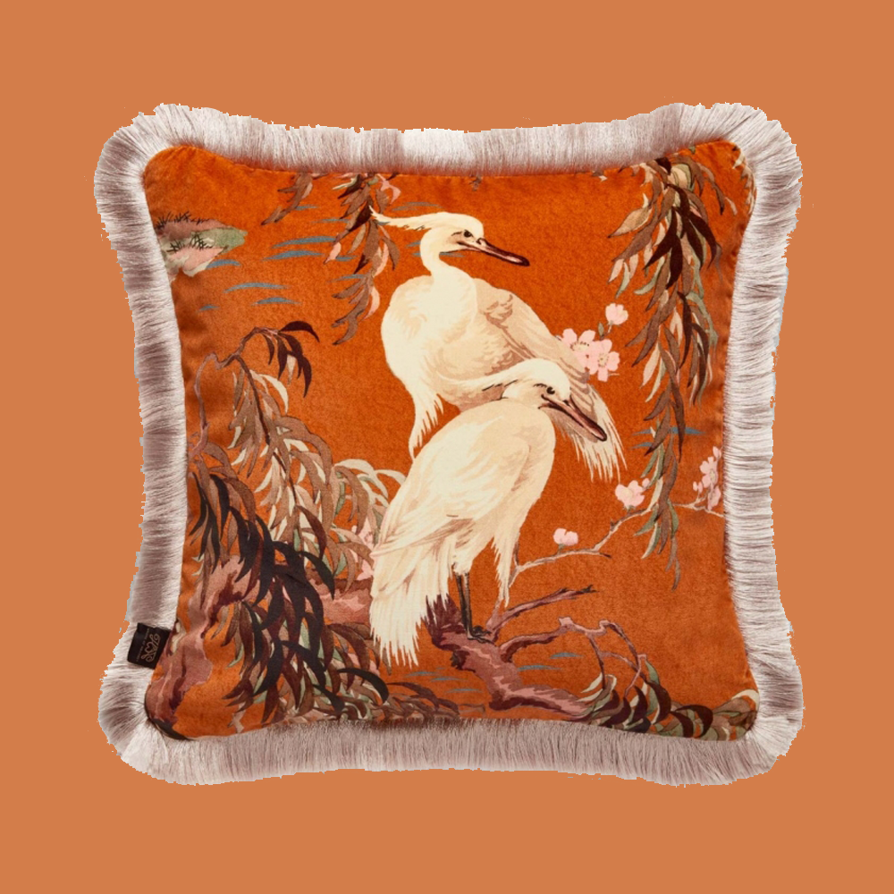 ZEUS - medium fringed velvet cushion